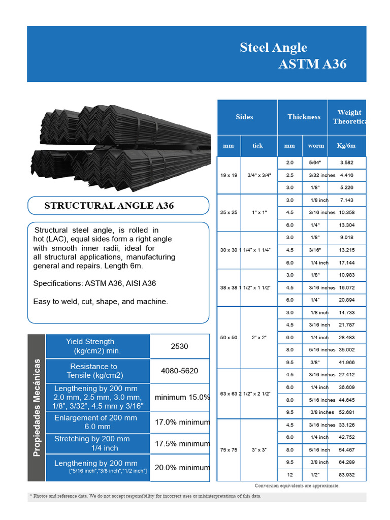 Angles A36.pdf | PDF | Structural Steel | Building Materials