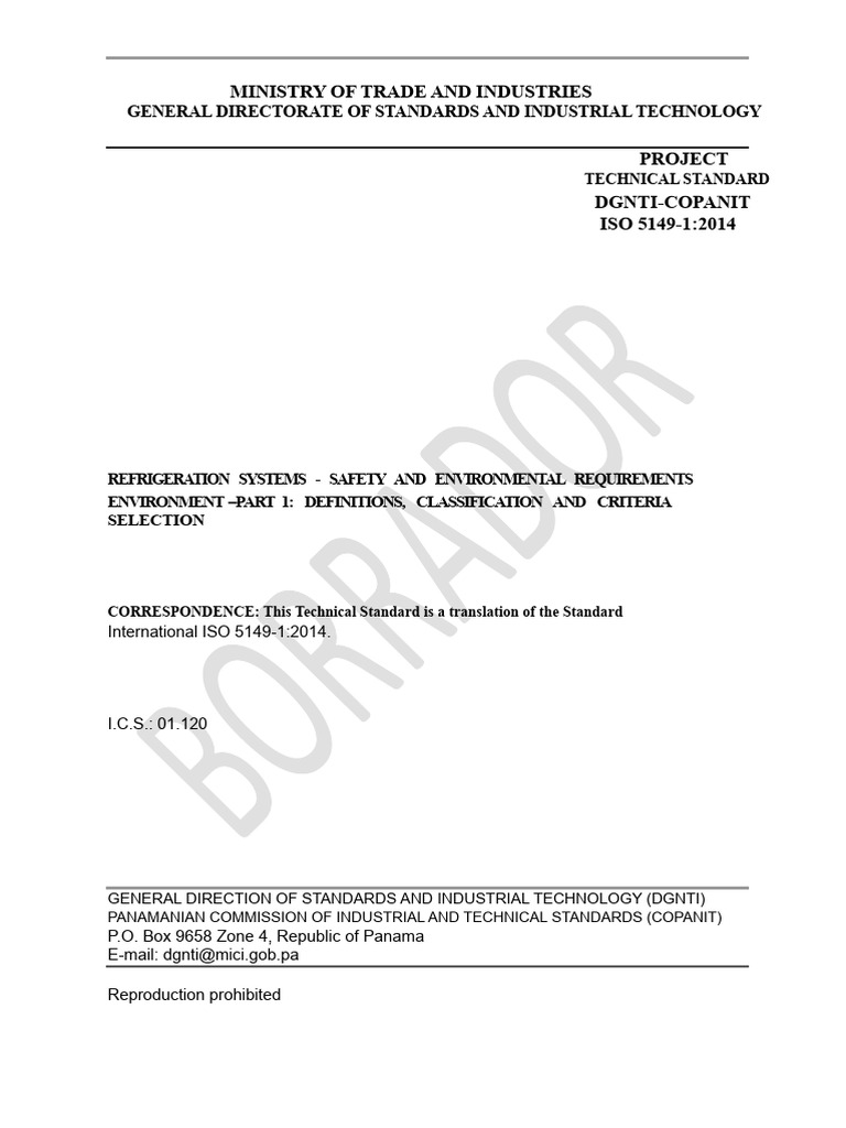 ISO 5149-1-2014 Refrigeration Systems - Safety and Environmental ...