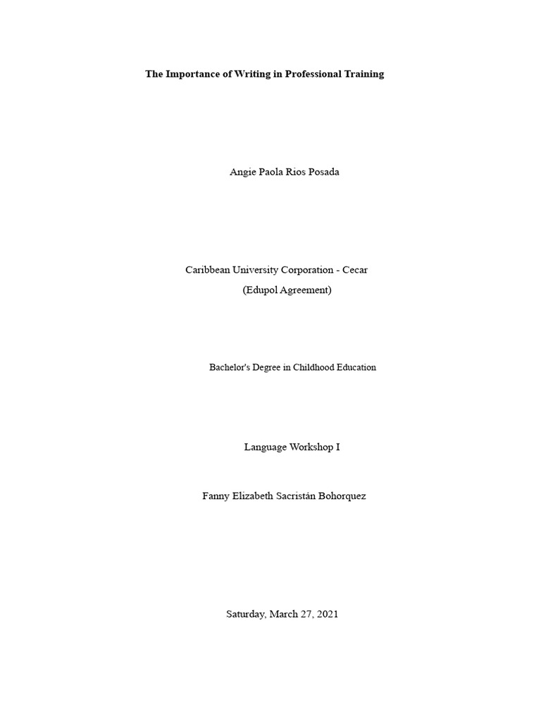 Writing's Role in Professional Training | PDF | Knowledge | Reading ...
