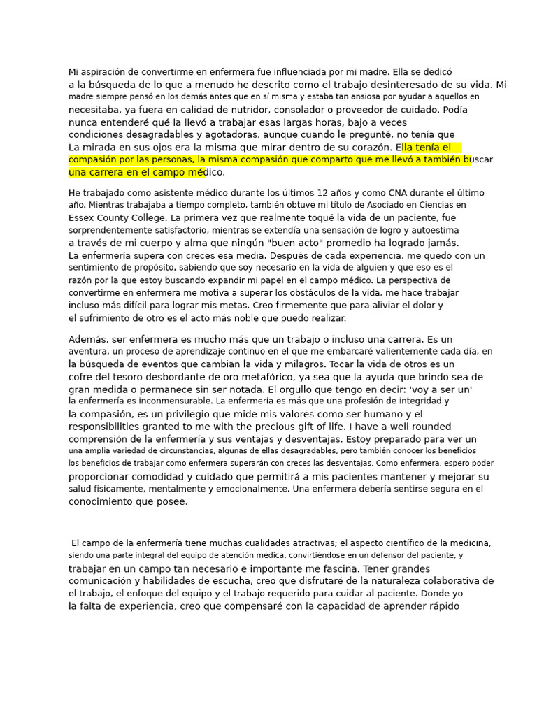 Mi camino hacia la enfermería compasiva | PDF | Enfermería | Plan de ...