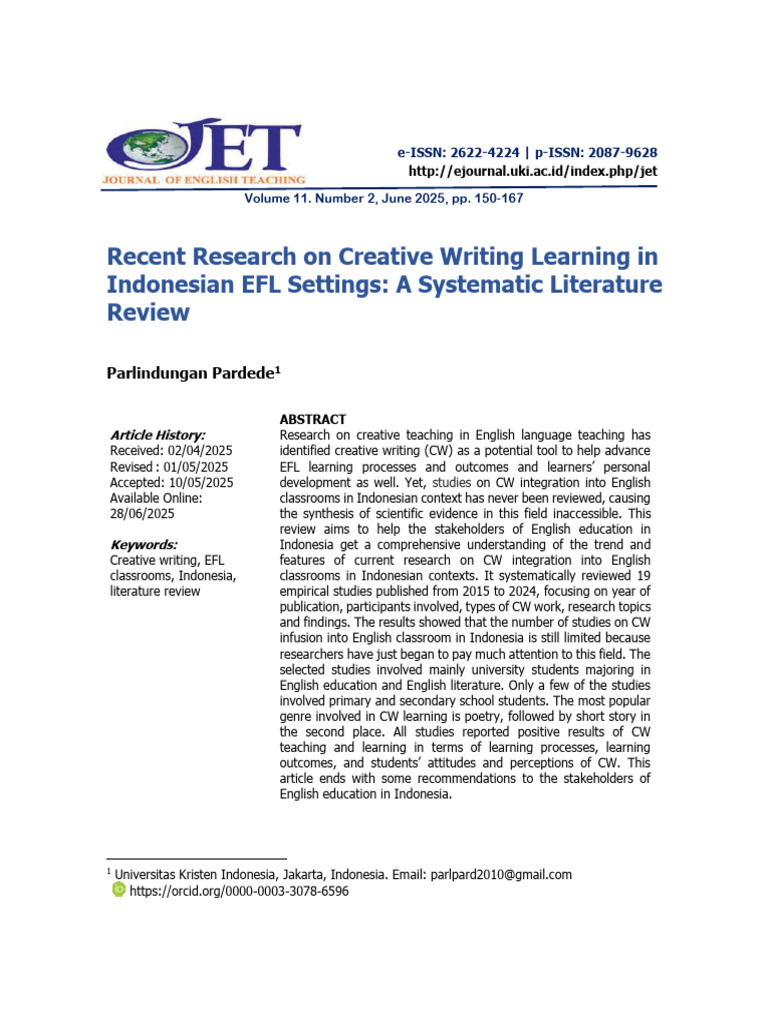 Creative Writing in Indonesian EFL Classrooms | PDF | English As A ...