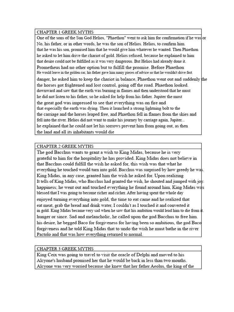 Chapter 1, 2 and 3 Greek Myths | PDF