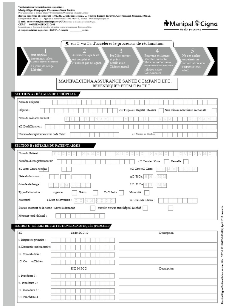 Formulaire de Réclamation ManipalCigna | PDF | Hôpital | Passeport