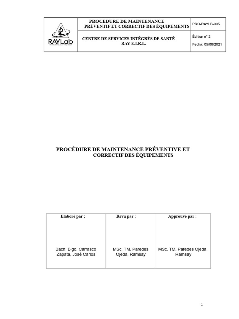 Maintenance Préventive et Corrective des Équipements | PDF | Calibrage ...