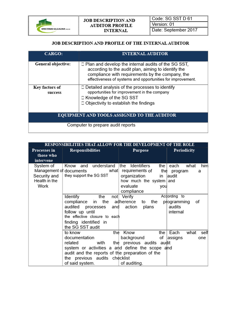 ANNEX 137 Description of The Internal Auditor Profile | PDF | Internal ...