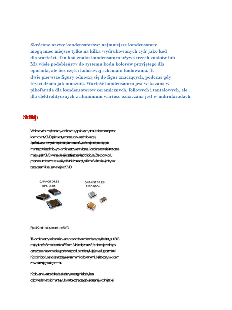 Kondensatory Kody SMD | PDF