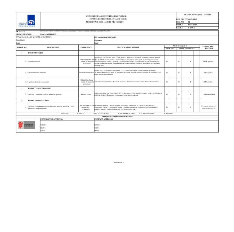 Itp Pentru Instalarea Ahu Fahu | PDF