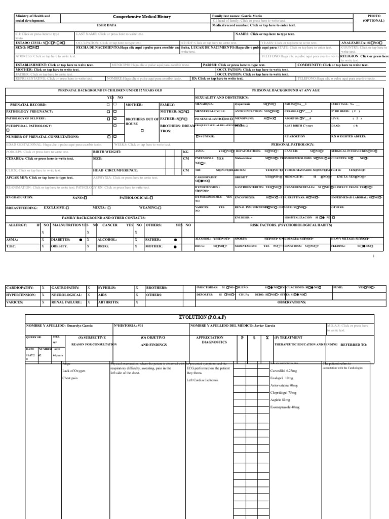 Comprehensive Medical History Form | PDF | Pregnancy | Prenatal Development