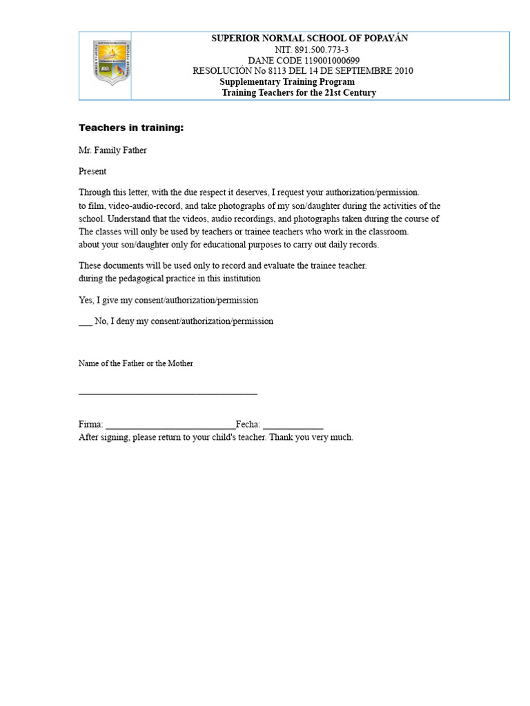 Consent Form for Student Media Use | PDF