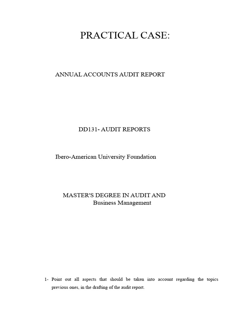 PRACTICAL CASE dd131 | PDF | Auditor's Report | Audit