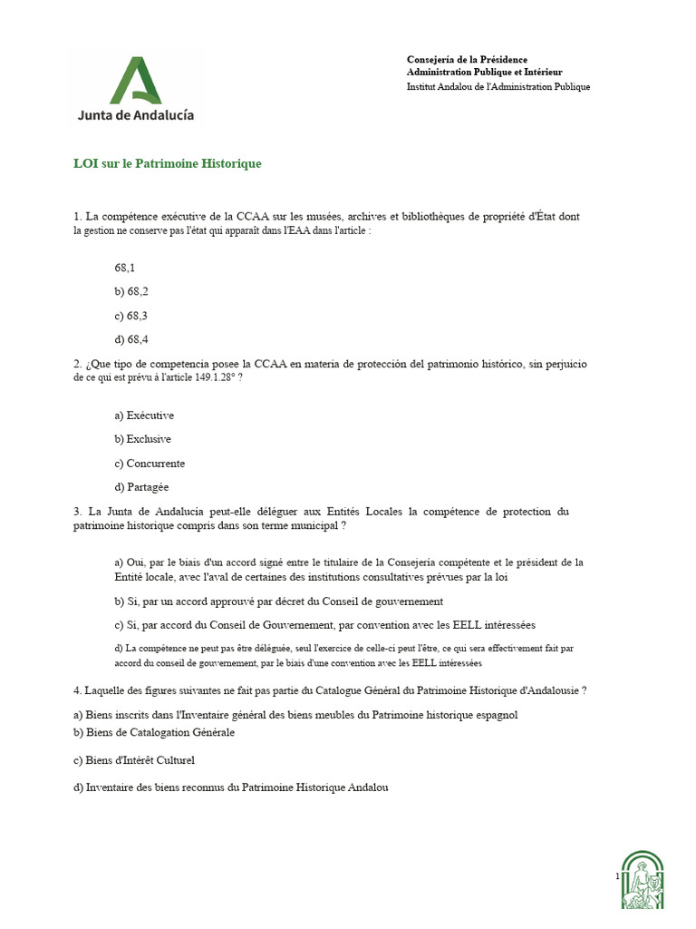 Compétences de la CCAA sur le patrimoine | PDF | Héritage culturel