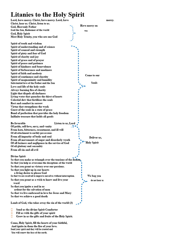 Litanies To The Holy Spirit PDF Mercy Love