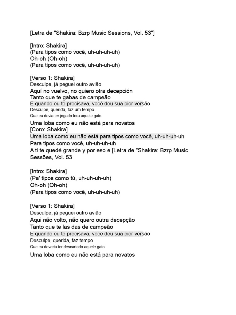 Letra da Música 