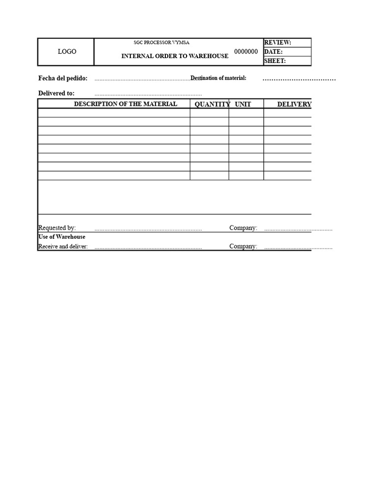 Internal Order Warehouse Process | PDF