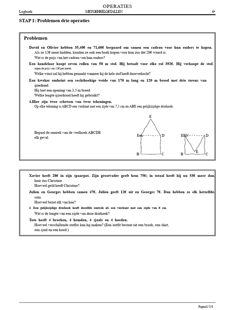 03 Operaties Met Gehele Getallen Leerling Dagbboek | PDF