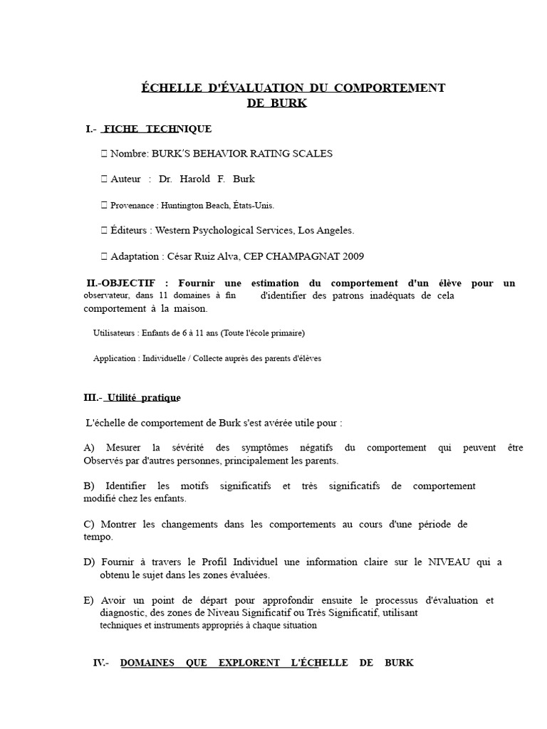 Évaluation du Comportement des Enfants | PDF | Sciences ...