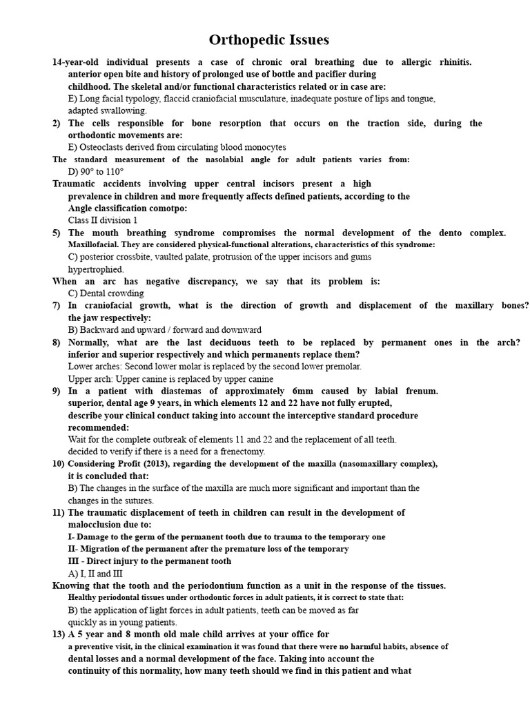 Orthographic questions | PDF | Dental Anatomy | Orthodontics
