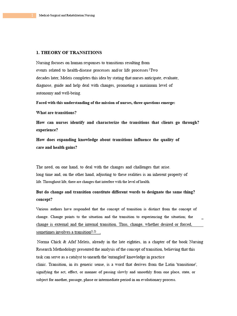 Understanding Nursing Transitions in Care | PDF | Attitude (Psychology ...