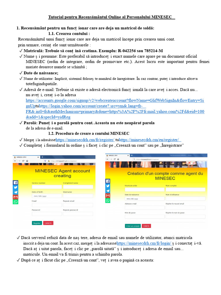 Tuto Recensământ MINESEC | PDF