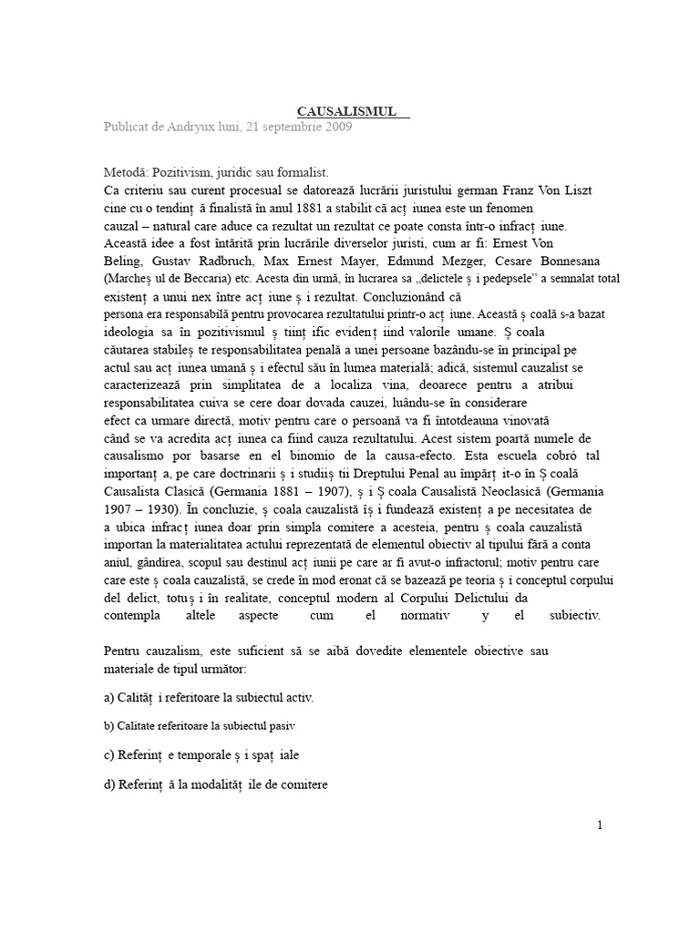 Finalism-Casualism-Functionalism În Dreptul Penal | PDF