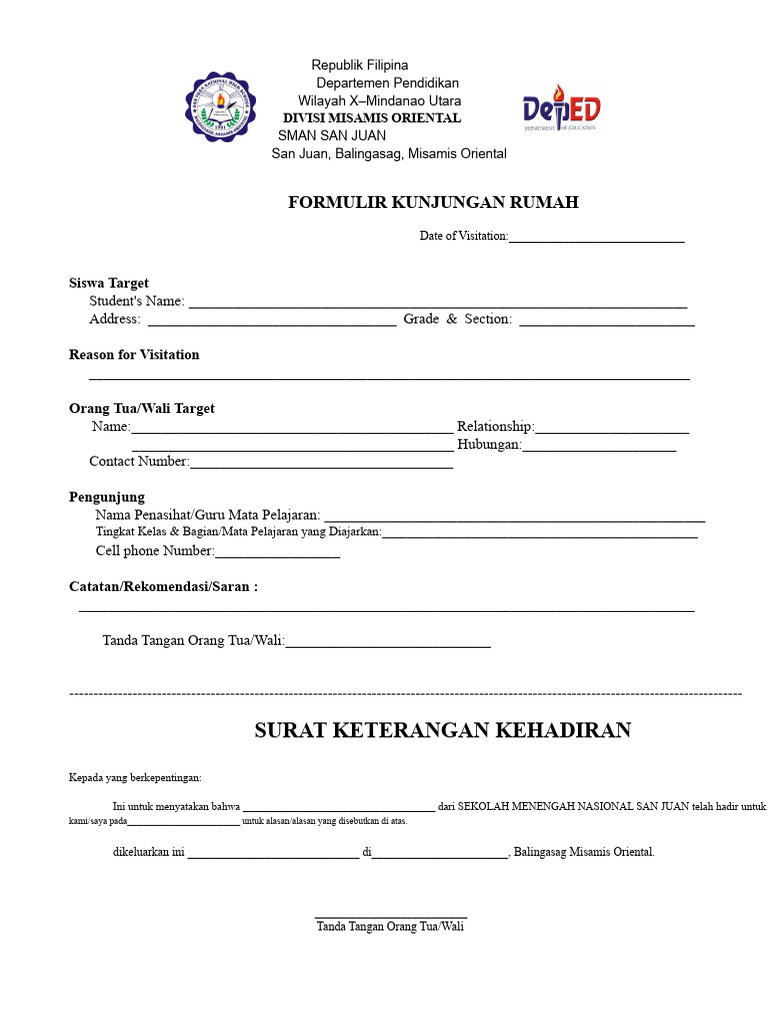 FORMULIR KUNJUNGAN RUMAH.docx | PDF