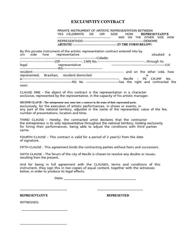 Exclusivity Agreement | PDF | Private Law | Common Law