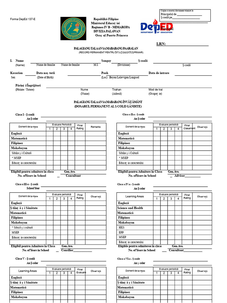 DepEd Form 137 E | PDF