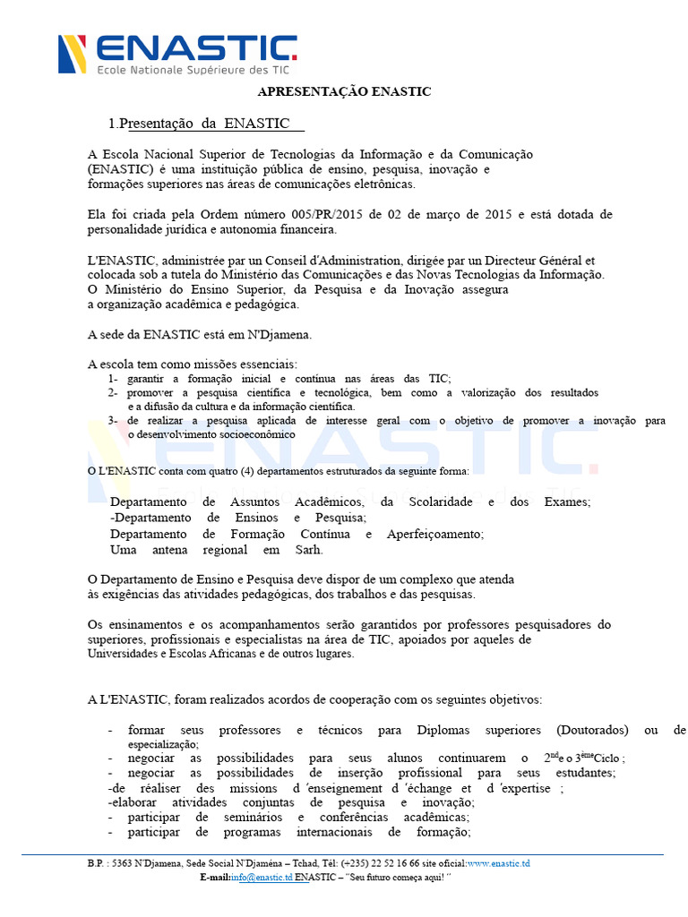 Apresentação da ENASTIC: TIC no Chade | PDF | Tecnologia da Informação ...