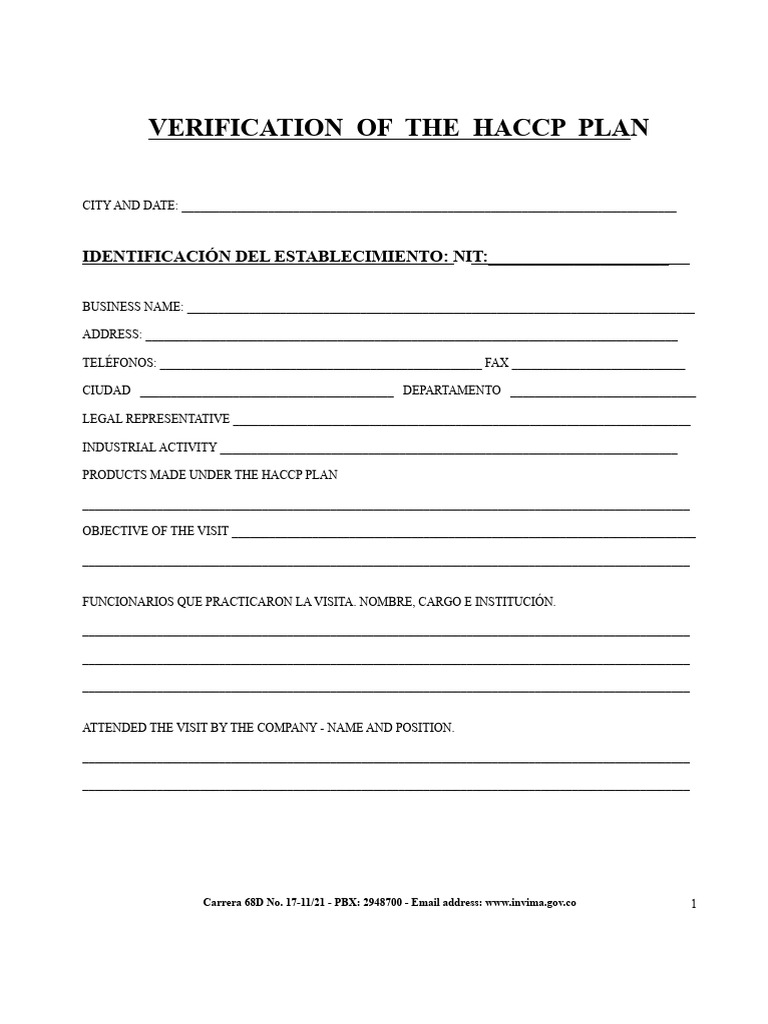 Haccp Plan Verification Record | PDF | Verification And Validation ...