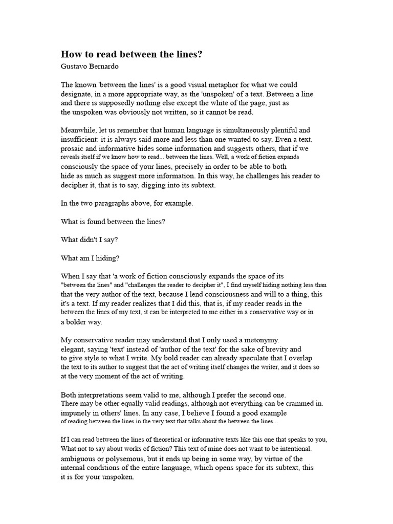 How To Read Between The Lines | PDF
