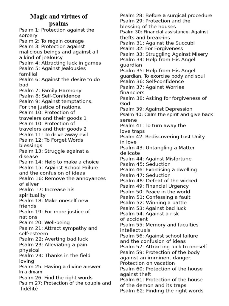 Magic and Virtues of The Psalms | PDF | Christian Worship And Liturgy ...