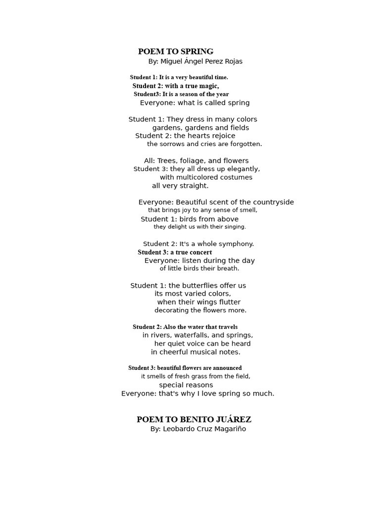Poem To Spring | PDF