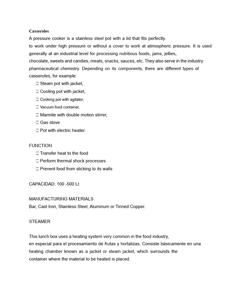 Casseroles | PDF | Cookware And Bakeware | Vacuum