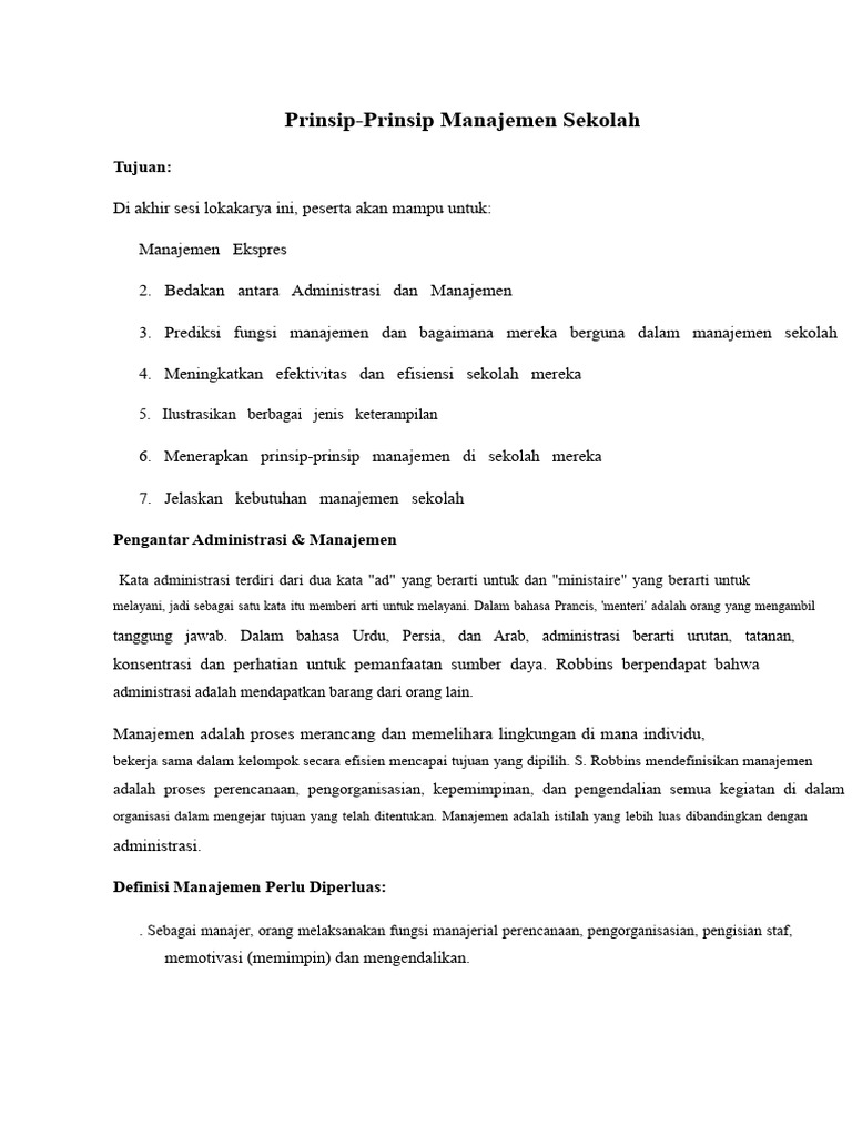 Prinsip Manajemen Sekolah Efektif | PDF