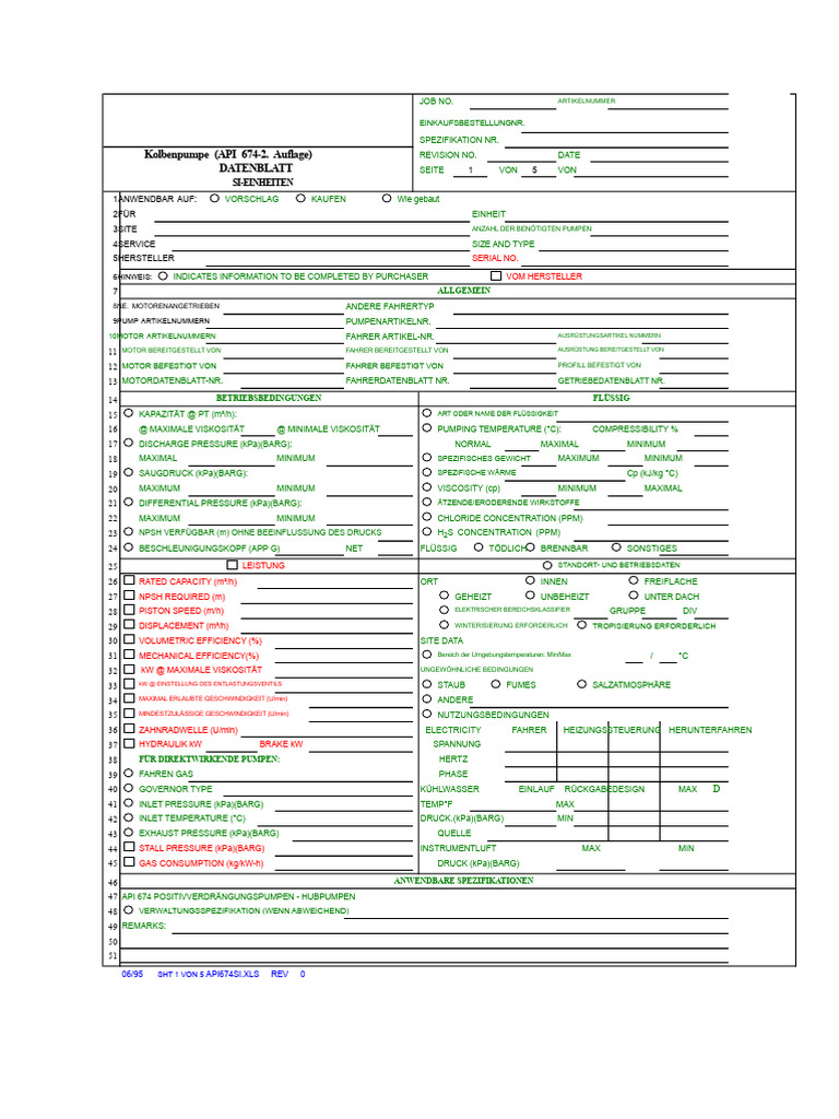 API 674 Pump Datenblatt | PDF