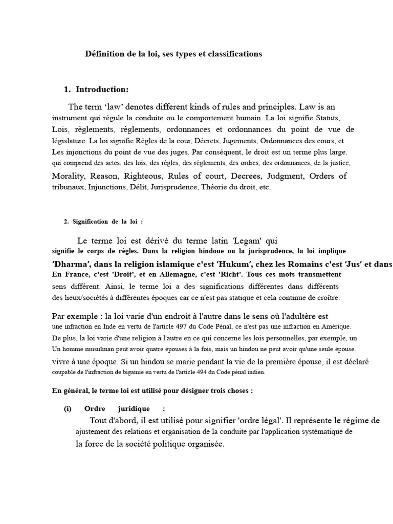 Types et définitions de la loi | PDF | Loi | Constitution