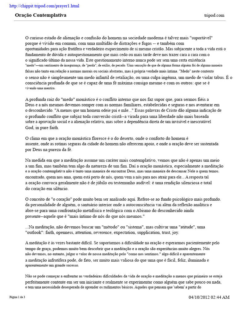Oração Contemplativa e Autoconhecimento | PDF | Fé | Deus