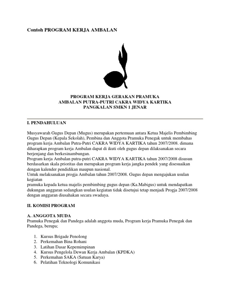 Contoh Program Kerja Ambalan