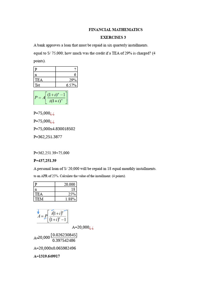 Financial Mathematics Practice 3 | PDF | Credit | Finance & Money ...