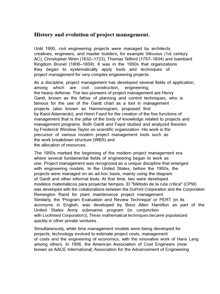 Evolution of Project Management History | PDF | Project Management ...