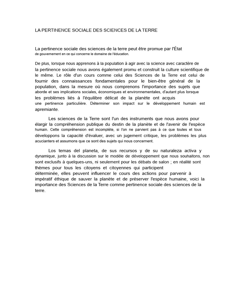 Pertinence sociale des sciences de la Terre | PDF | Science ...