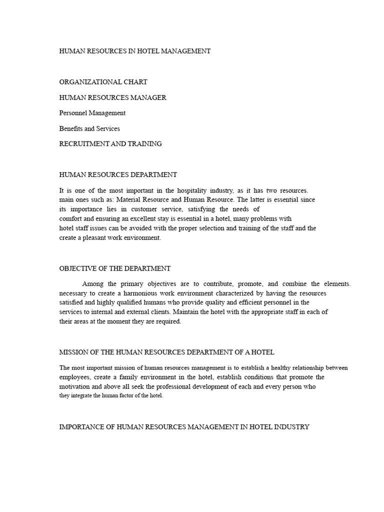Human Resources in Hospitality | PDF | Human Resource Management ...