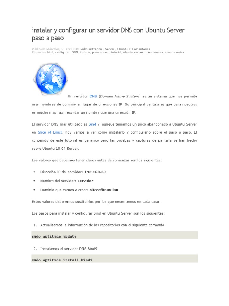 Configura DNS en Ubuntu Server | PDF | Ubuntu (sistema operativo ...