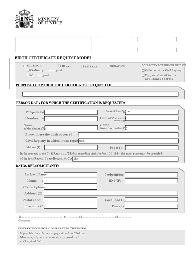 Birth Certificate Request Form | PDF | Birth Certificate | Mail