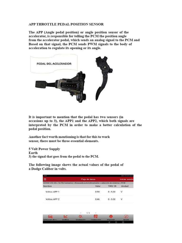 APP Accelerator Pedal Sensor Guide | PDF | Throttle | Electrical ...
