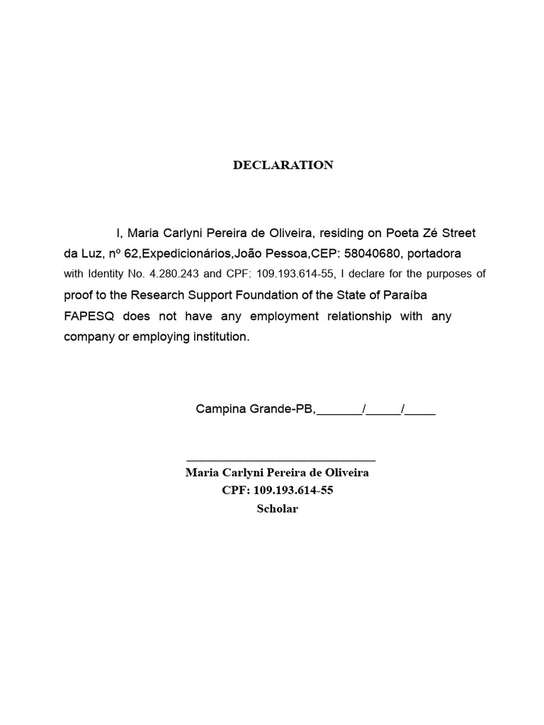 Non-Employment Link Declaration | PDF