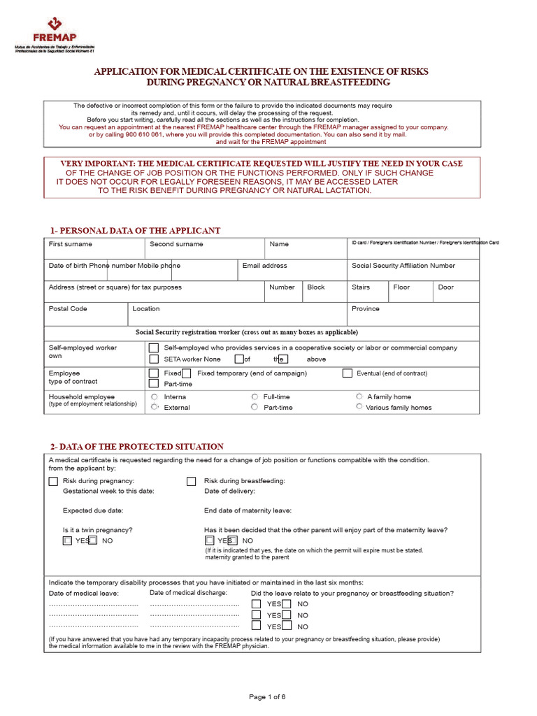 Medical Certificate Application for Pregnancy Risks | PDF | Identity ...
