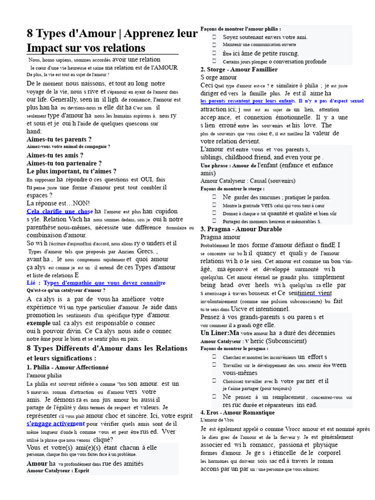 8 Types d'Amour et leurs Significations | PDF | Amour | Fruit du Saint ...