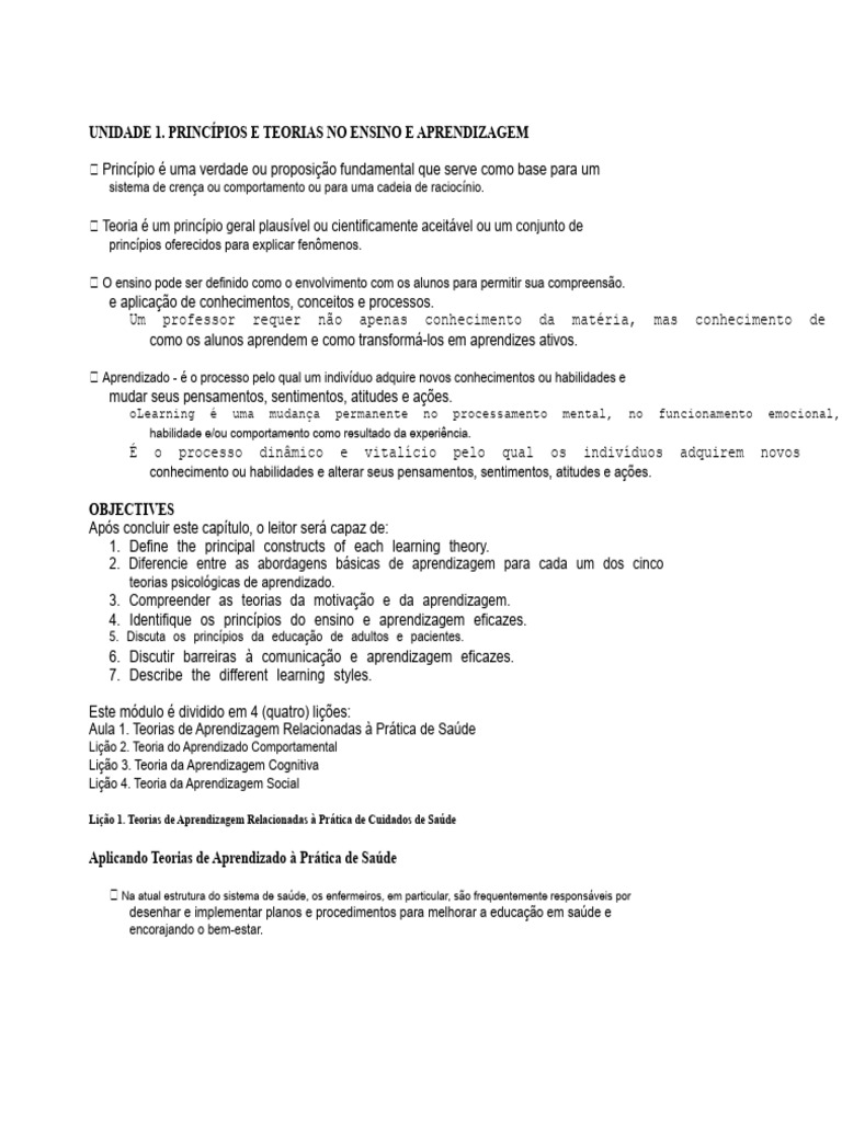 Teorias de Ensino e Aprendizagem Eficaz | PDF | Aprendizado | Behaviorismo