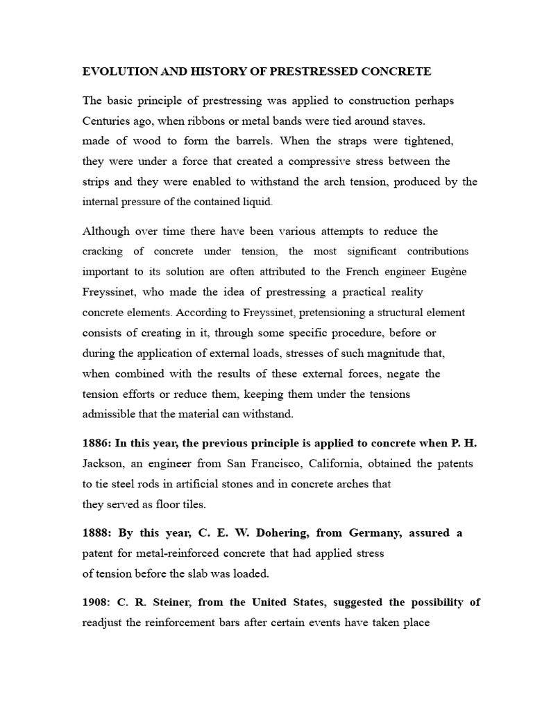 History of Prestressed Concrete Techniques | PDF | Prestressed Concrete ...